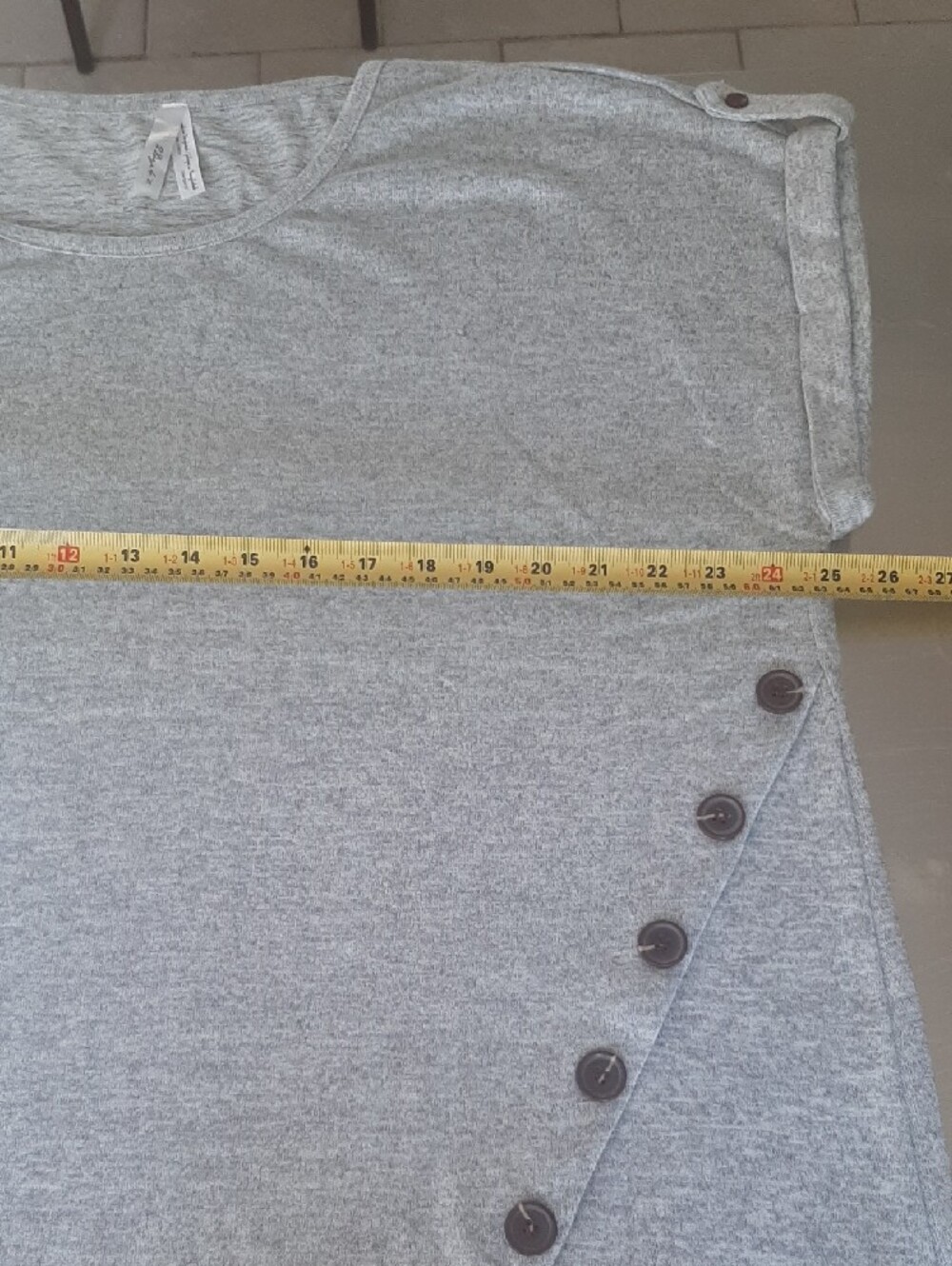 2 DYE 4🤍NWOT Heathered Light Gray Short Sleeve Button-Accent Tunic Sz 3X - Picture 6 of 10
